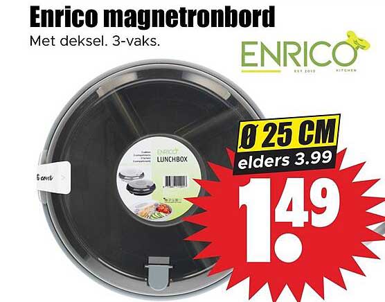 Enrico magnetronbord Met deksel. 3-vaks. Ø 25 CM elders 3.99