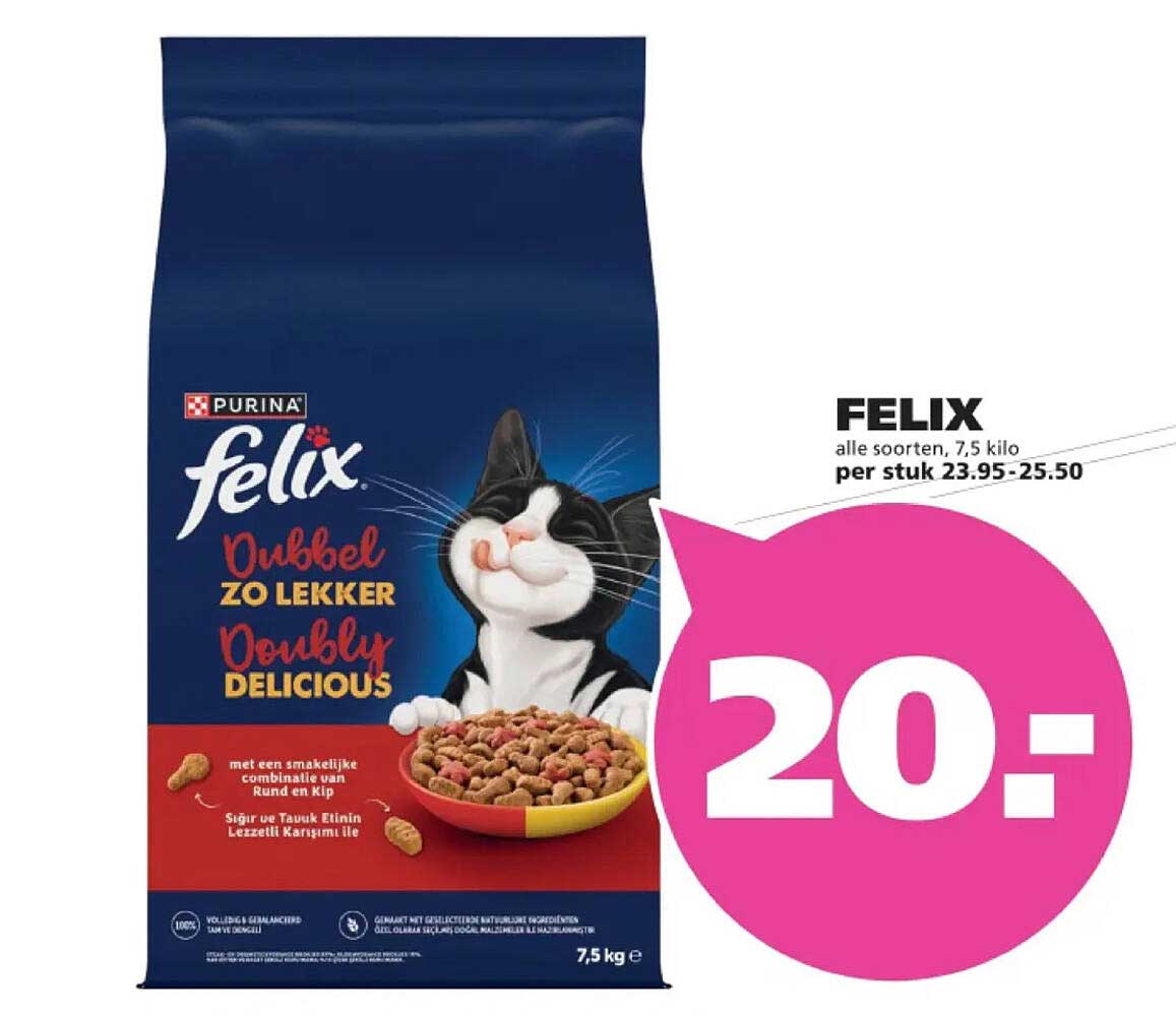 FELIX alle soorten, 7,5 kilo 20,-