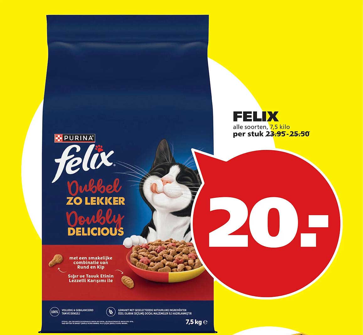 FELIX alle soorten, 7,5 kilo per stuk 23.95-25.50