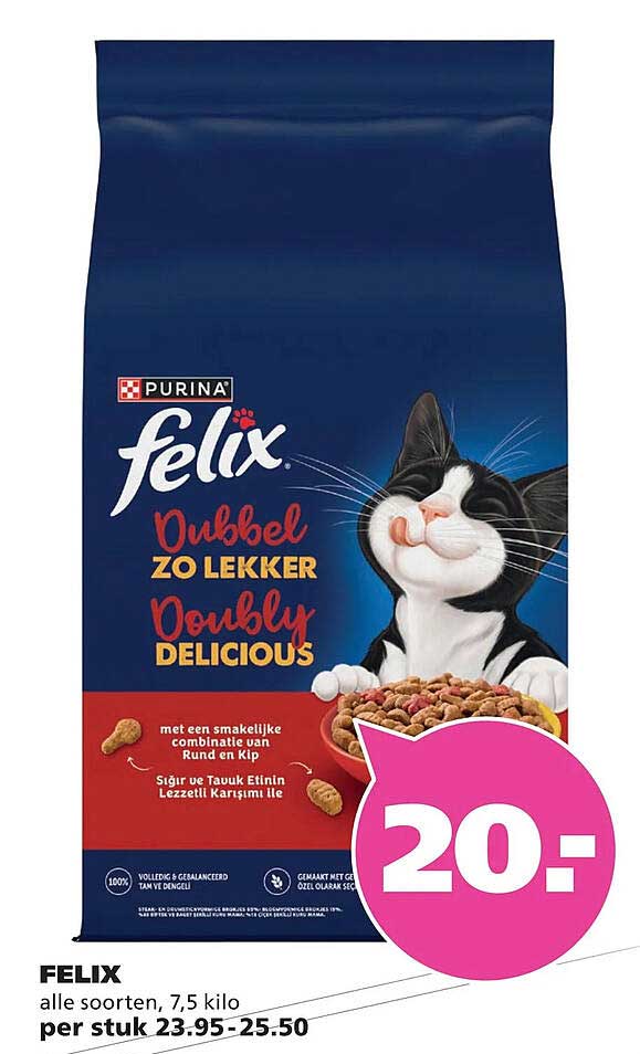 FELIX alle soorten, 7,5 kilo per stuk
