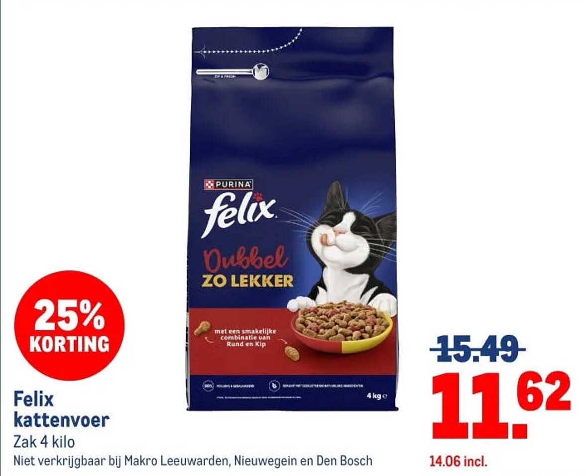 Felix kattenvoer Zak 4 kilo 25% KORTING