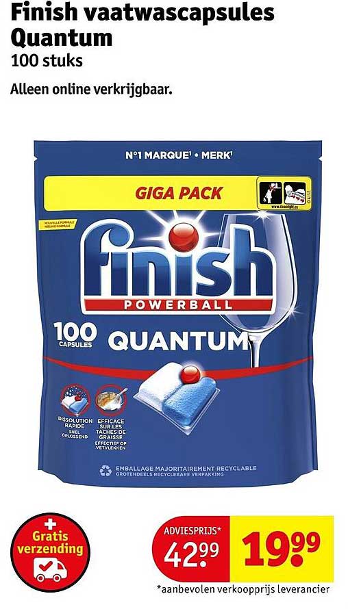 Finish vaatwascapsules Quantum 100 stuks Alleen online verkrijgbaar