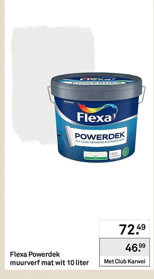Flexa Powerdek muurverf mat wit 10 liter