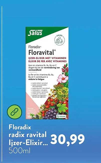 Floradix radix ravital ijzer-Elixir... 500ml