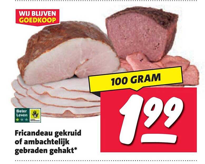 Fricandeau gekruid of ambachtelijk gebraden gehakt* 100 gram