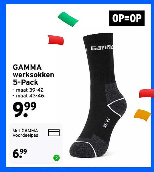 GAMMA werksokken 5-Pack - maat 39-42 - maat 43-46