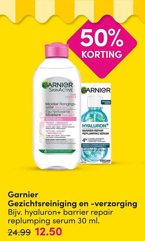 Garnier Gezichtsreiniging en -verzorging Bijv. hyaluron+ barrier repair replumping serum 30 ml. 50% KORTING