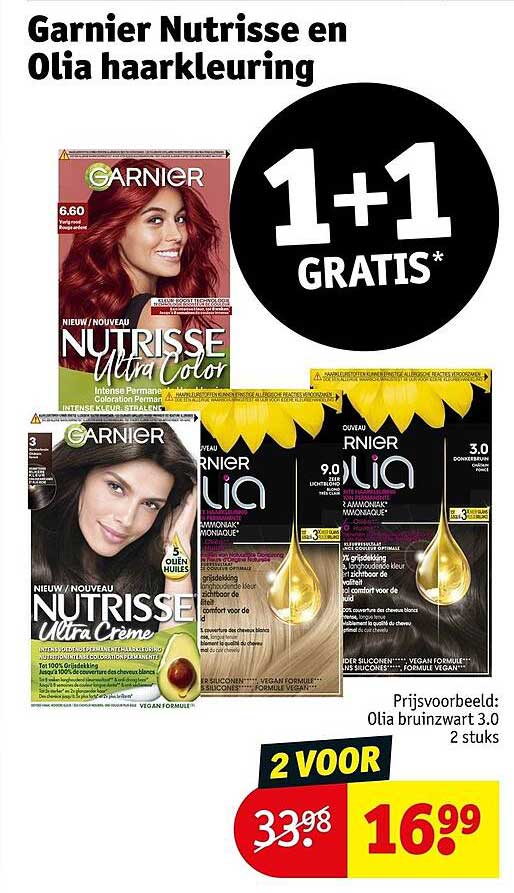Garnier Nutrisse en Olia haarkleuring 1+1 GRATIS*