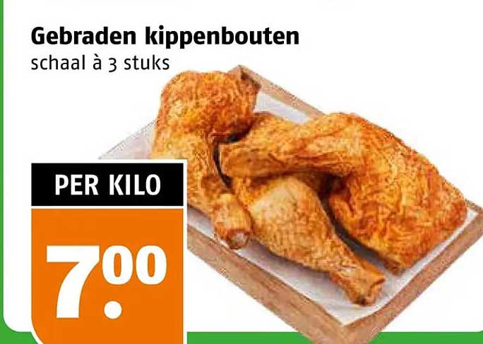 Gebraden kippenbouten schaal à 3 stuks PER KILO
