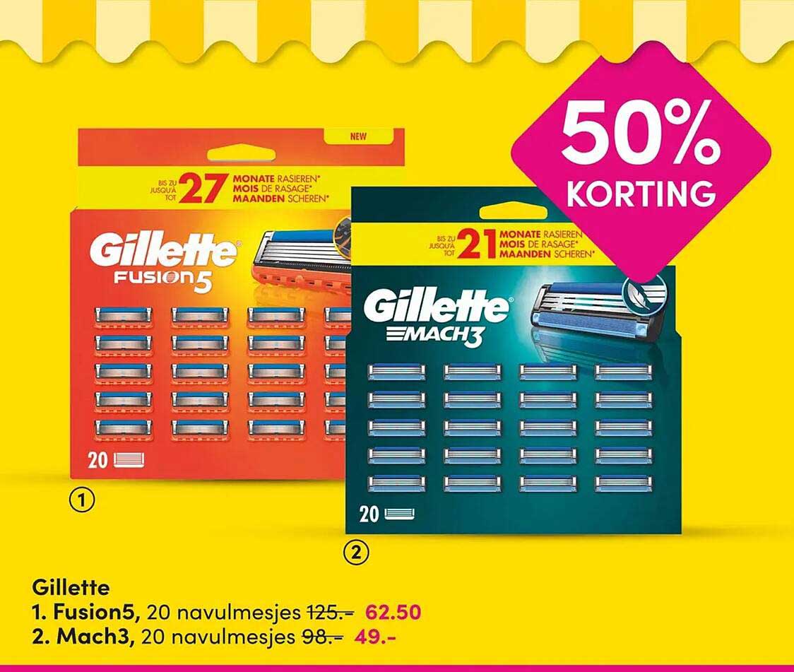 Gillette Fusion5, 20 navulmesjes 50% KORTING