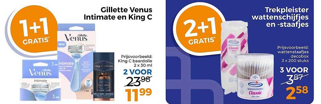 Gillette Venus Intimate en King C 1+1 GRATIS