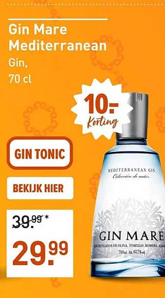 Gin Mare Mediterranean Gin, 70 cl 10,- korting