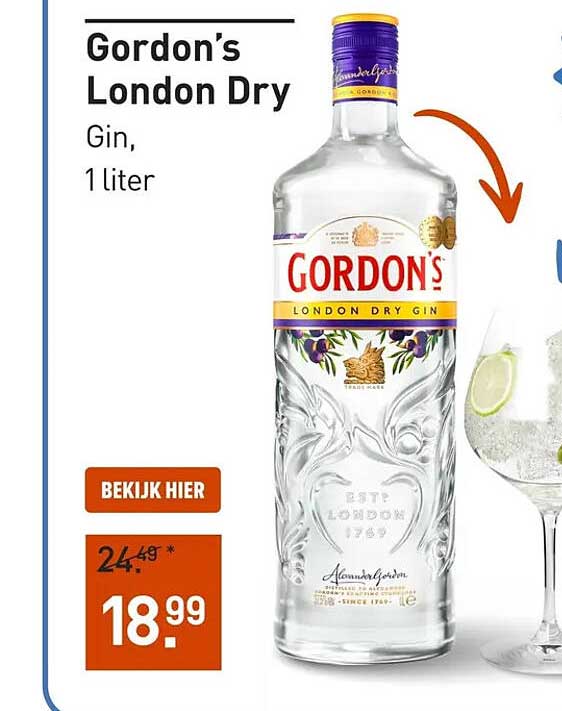 Gordon's London Dry Gin, 1 liter
