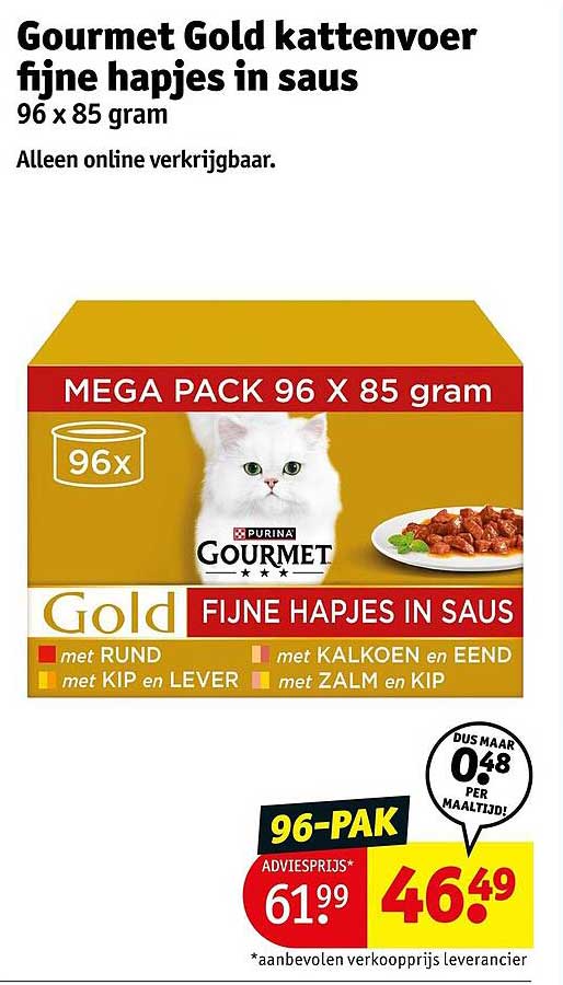 Gourmet Gold kattenvoer fijne hapjes in saus 96 x 85 gram