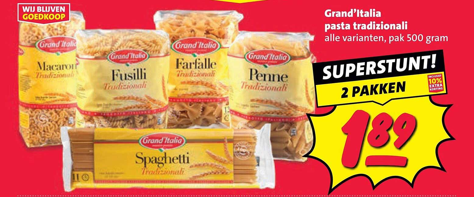 Grand'Italia pasta tradizionali alle varianten, pak 500 gram 2 pakken