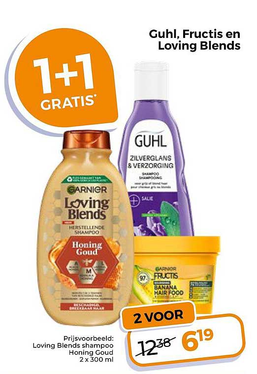 Guhl, Fructis en Loving Blends 1+1 gratis