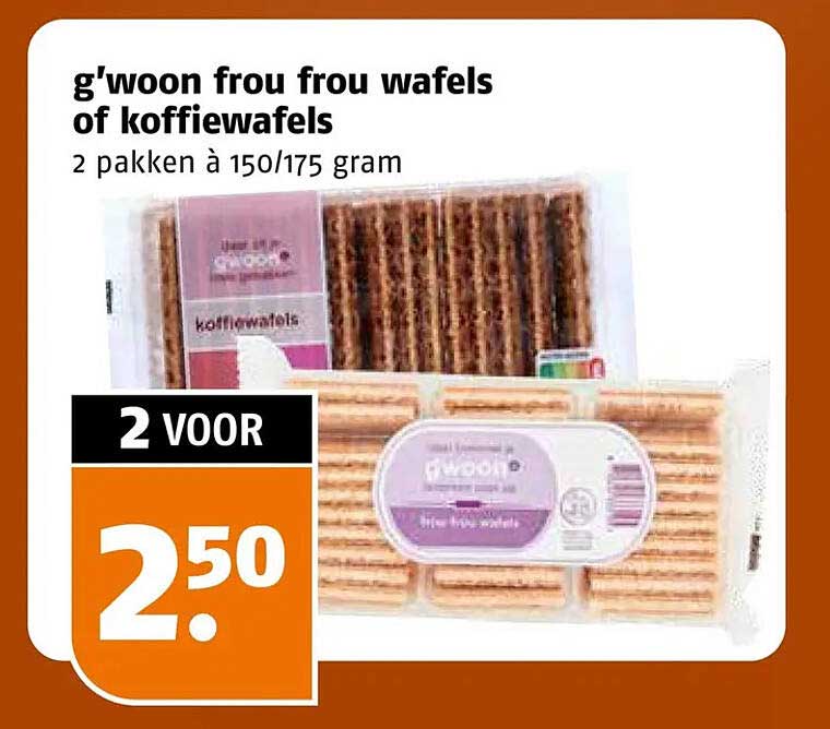 g'woon frou frou wafels of koffiewafels 2 pakken à 150/175 gram