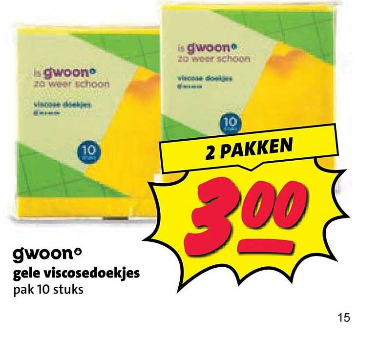 g'woon gele viscosedoekjes pak 10 stuks 2 PAKKEN