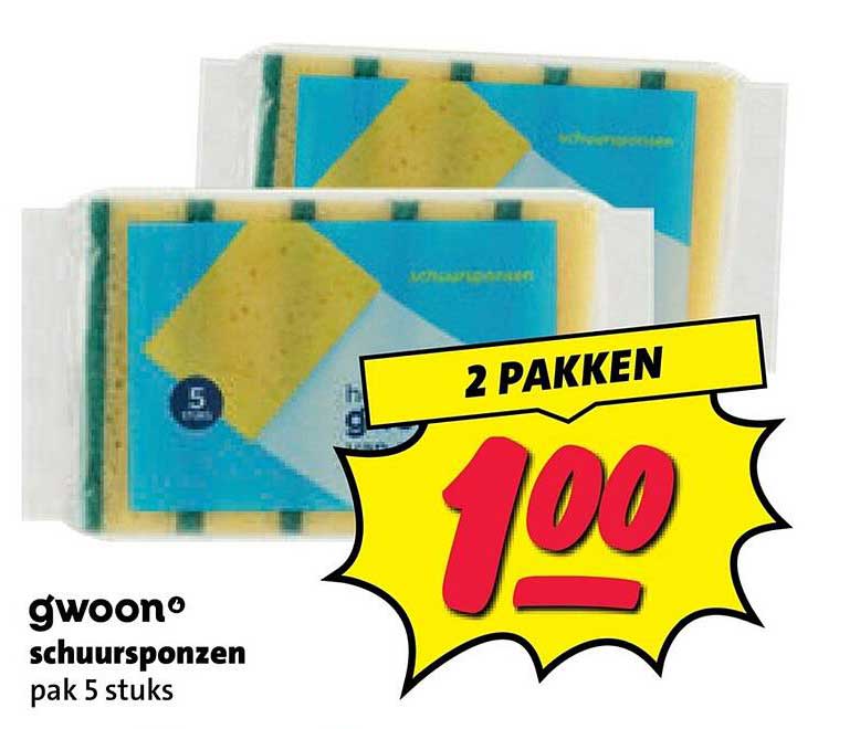 g'woon schuursponzen pak 5 stuks 2 pakken