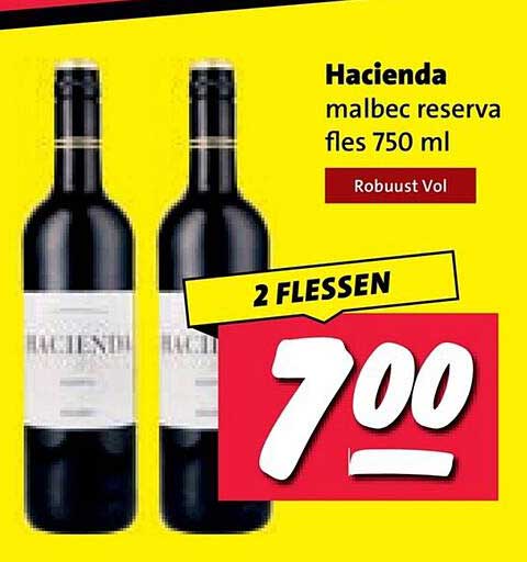 Hacienda malbec reserva fles 750 ml 2 FLLESSEN