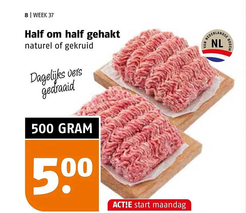 Half om half gehakt naturel of gekruid
