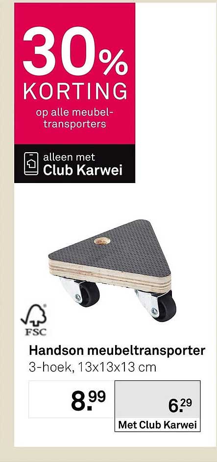 Handson meubeltransporter 3-hoek, 13x13x13 cm