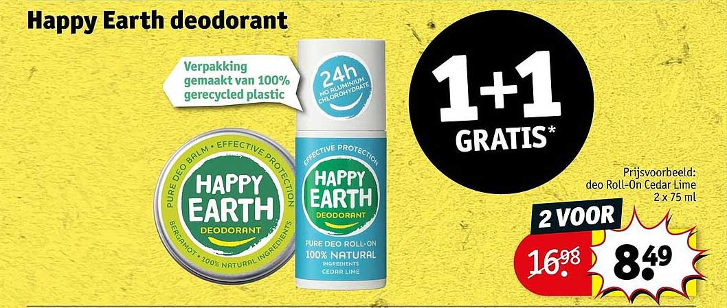 Happy Earth deodorant 1+1 gratis