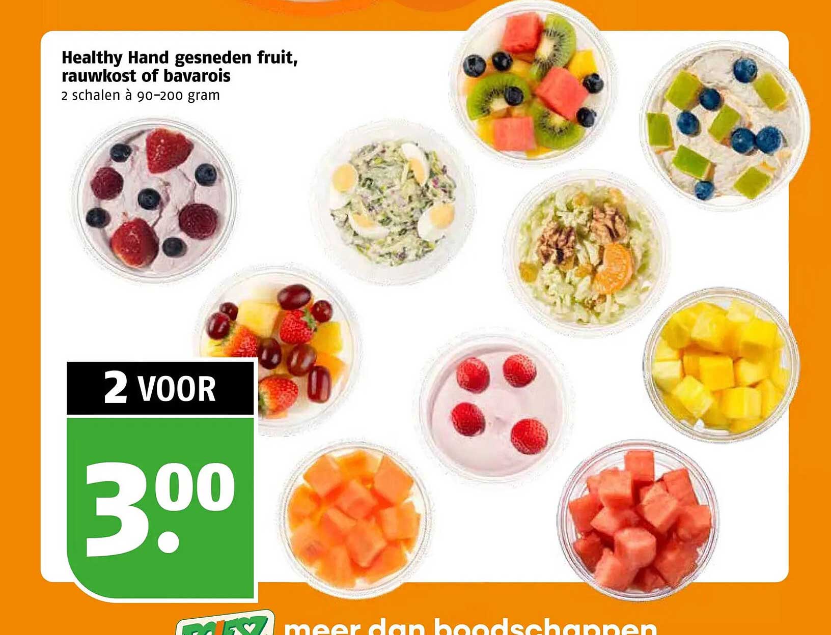 Healthy Hand gesneden fruit, rauwkost of bavarois 2 voor