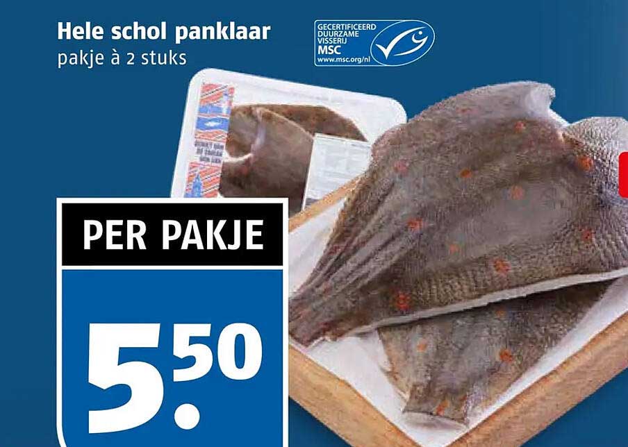 Hele schol panklaar pakje à 2 stuks