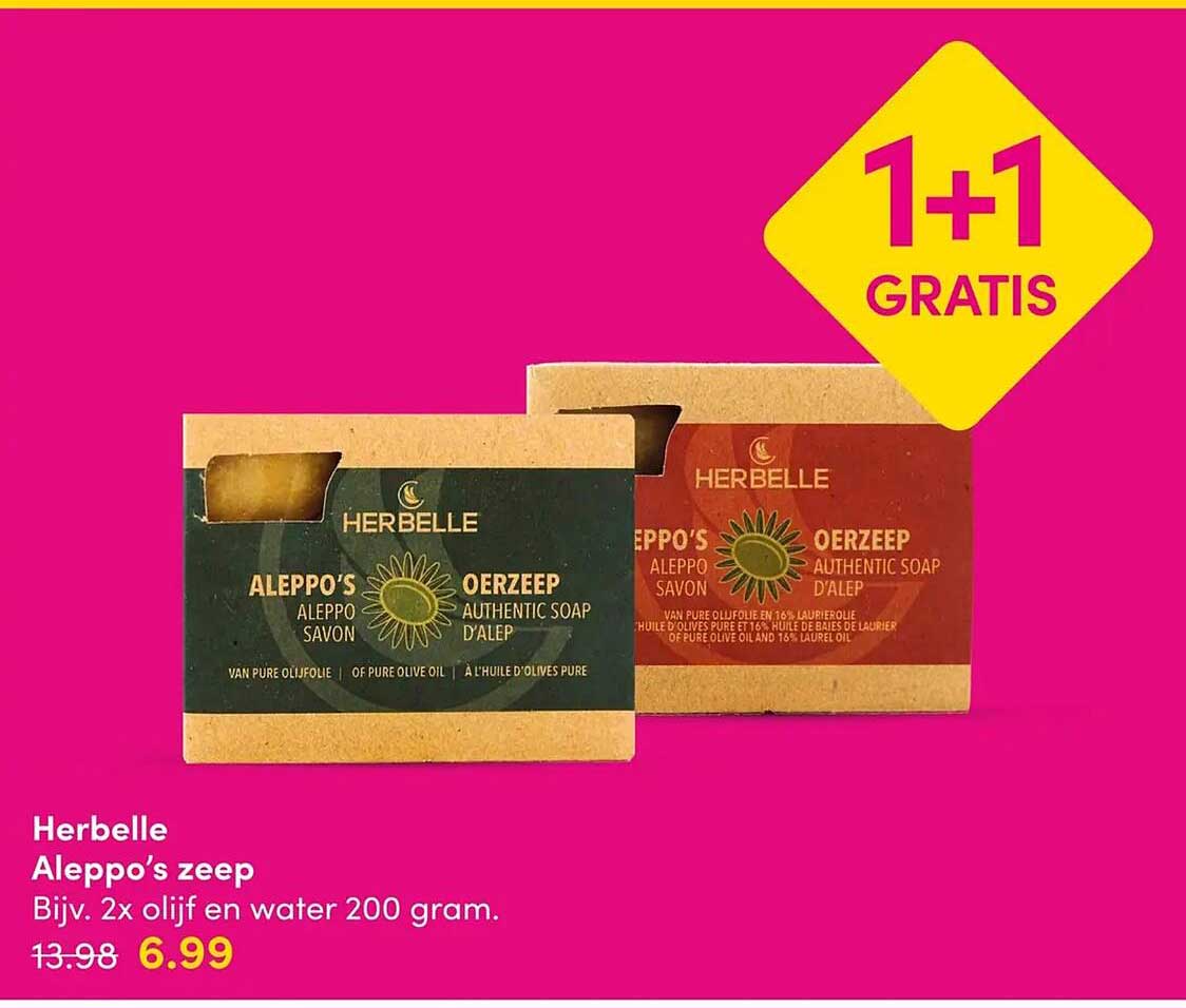 Herbelle Aleppo’s zeep 1+1 gratis
