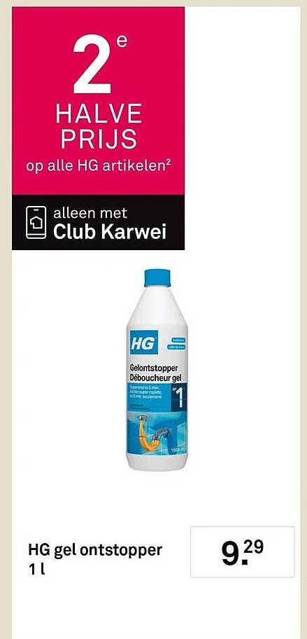 HG gel ontstopper 1 l 2e halve prijs