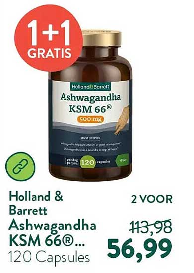 Holland & Barrett Ashwagandha KSM 66®... 120 Capsules 1+1 GRATIS