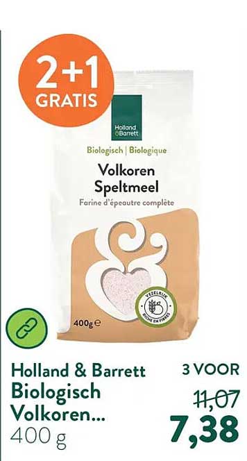Holland & Barrett Biologisch Volkoren Speltmeel 400 g 2+1 GRATIS