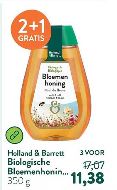 Holland & Barrett Biologische Bloemenhoning 350 g 2+1 GRATIS