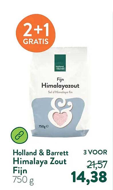 Holland & Barrett Himalaya Zout Fijn 750 g 2+1 GRATIS
