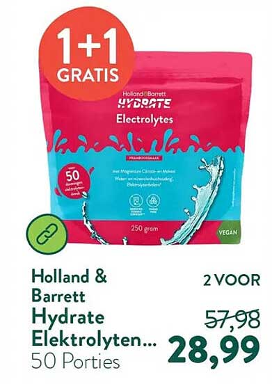 Holland & Barrett Hydrate Elektrolyten... 50 Porties 1+1 GRATIS