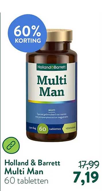 Holland & Barrett Multi Man 60 tabletten 60% korting
