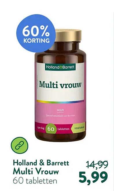 Holland & Barrett Multi Vrouw 60 tabletten 60% korting