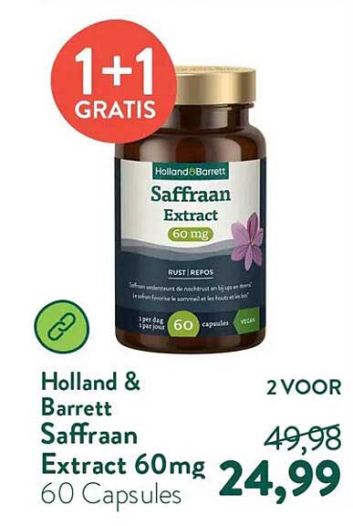Holland & Barrett Saffraan Extract 60mg 60 Capsules 1+1 GRATIS