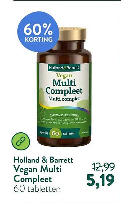 Holland & Barrett Vegan Multi Compleet 60 tabletten 60% KORTING