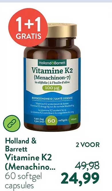 Holland & Barrett Vitamine K2 (Menachino...) 60 softgel capsules 1+1 GRATIS