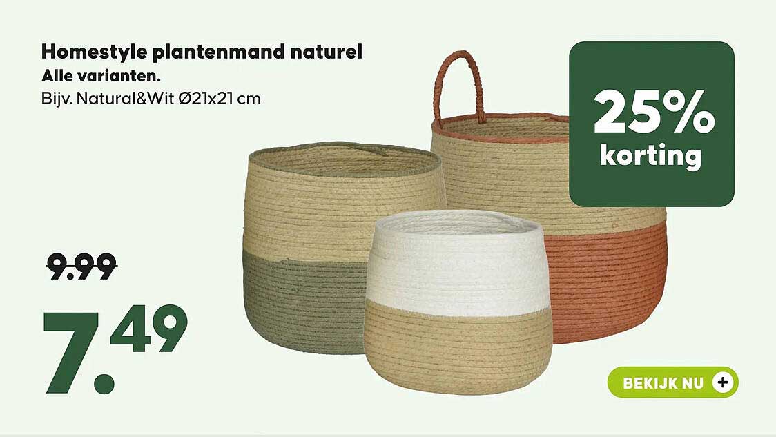 Homestyle plantenmand naturel