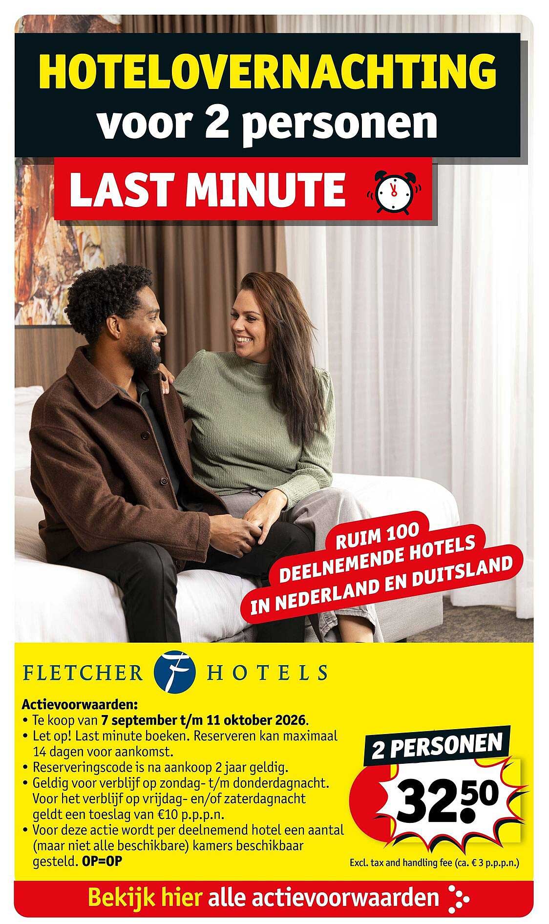 HOTELOVERNACHTING voor 2 personen LAST MINUTE