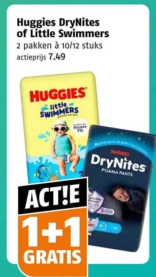 Huggies DryNites of Little Swimmers 2 pakken à 10/12 stuks 1+1 gratis