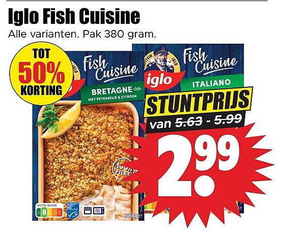 Iglo Fish Cuisine Alle varianten. Pak 380 gram. STUNTPRIJS