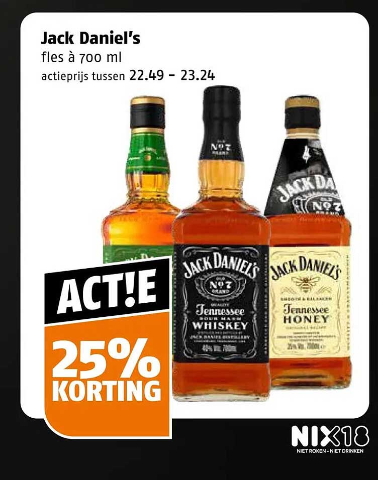 Jack Daniel's fles à 700 ml 25% korting