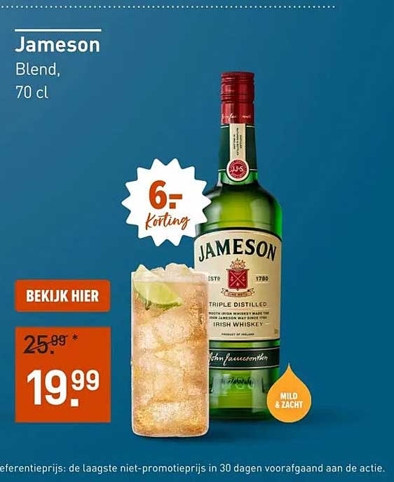 Jameson Blend, 70 cl 6.- korting