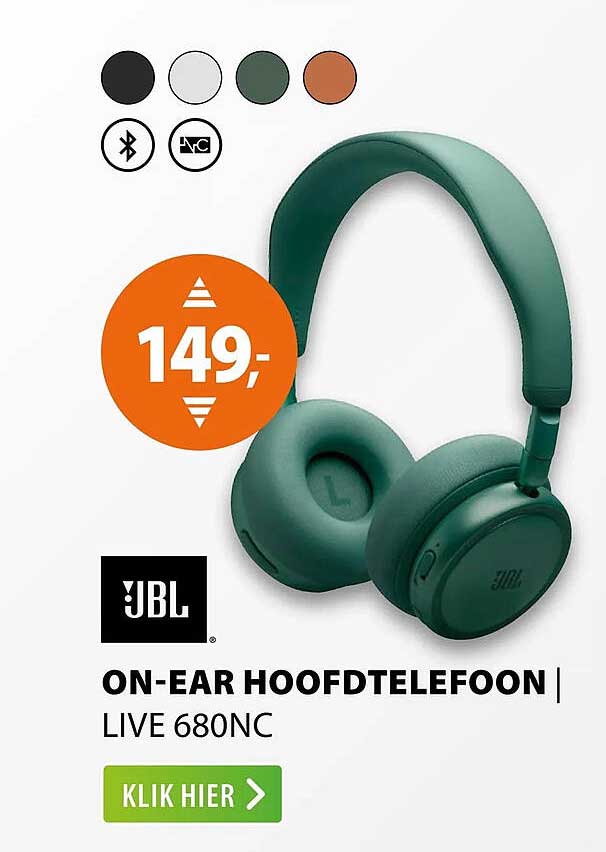 JBL ON-EAR HOOFDTELEFOON | LIVE 680NC