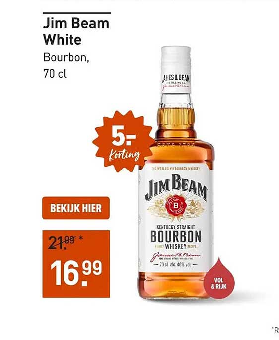 Jim Beam White Bourbon, 70 cl