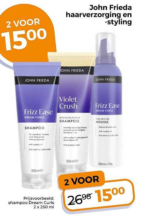 John Frieda haarverzorging en -styling 2 VOOR 15,00
